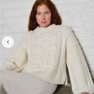 NWT Eleven Six Knits Aurora Wool Sweater, Handmade, Ivory, SOLD OUT